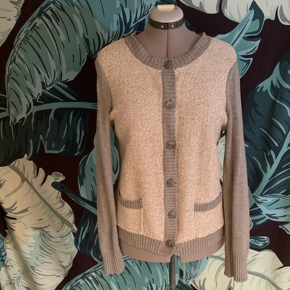 Grey heather colour block cardigan
